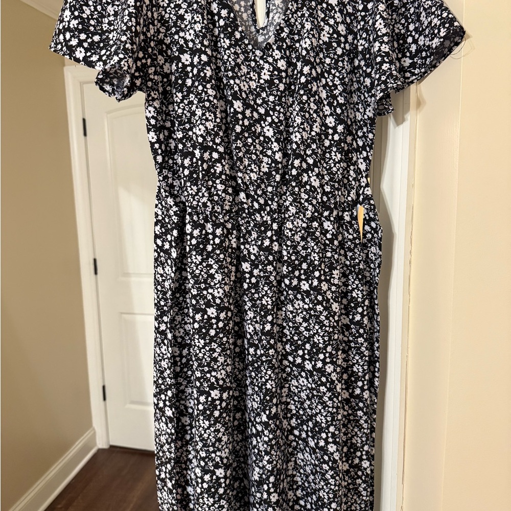 Floral Black and White jumpsuit